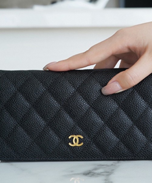 샤넬 클래식 롱 플랩 지갑 캐비어 금장 A31509