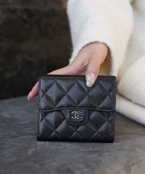 샤넬 캐비어 반지갑 캐비어 은장 AP0231