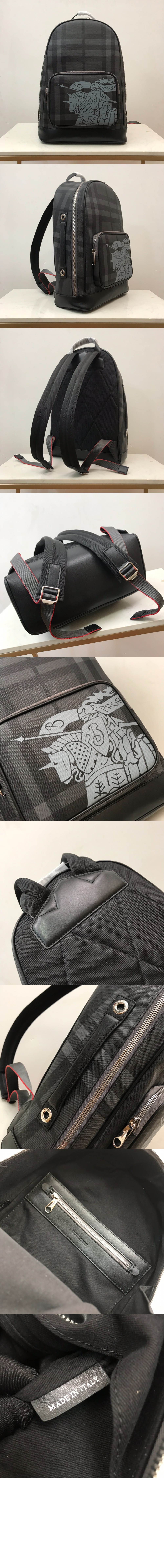 버버리 런던 체크 배색 가죽 백팩 80051611