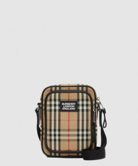 버버리 체크 레더 크로스바디백 80233811