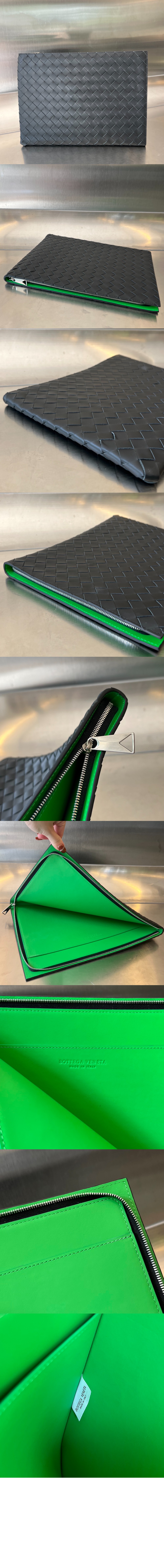 보테가베네타 인트레치아토 하프 지퍼 파우치 607479