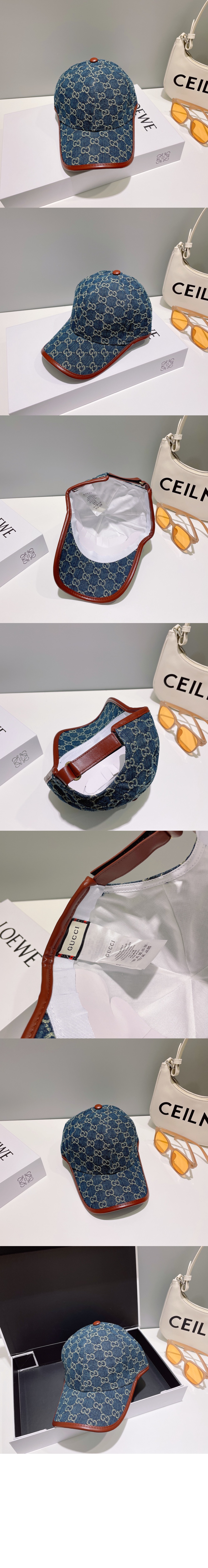 구찌 공용 GG 데님 베이스볼 캡 656206