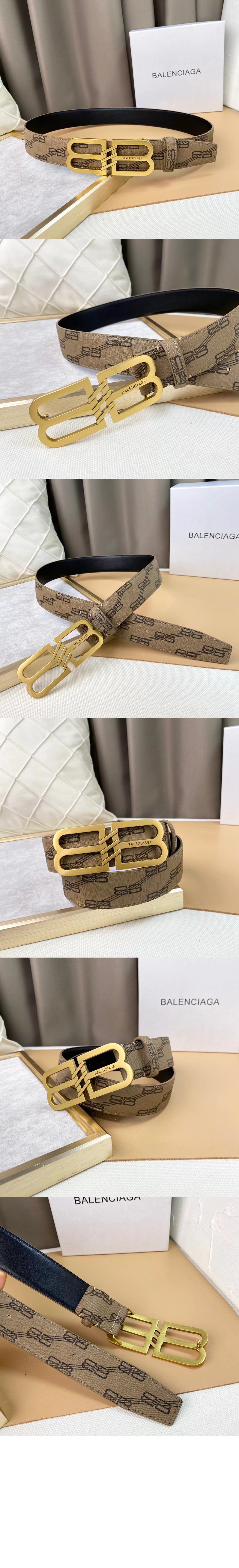 발렌시아가 BB 시그니처 코팅 캔버스 벨트 703098