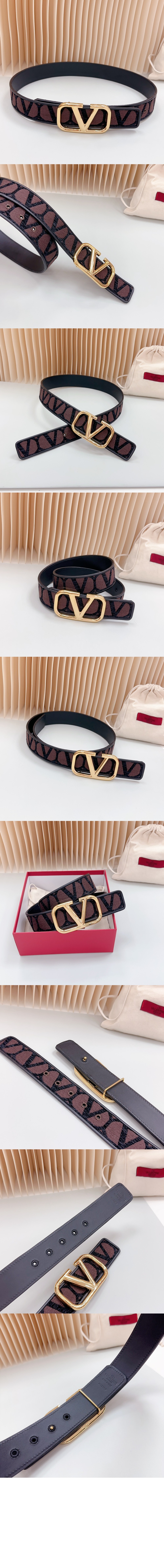 발렌티노 V 로고 벨트