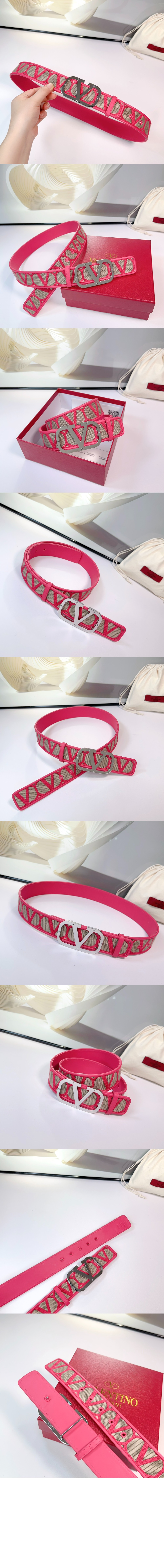 발렌티노 V 로고 벨트