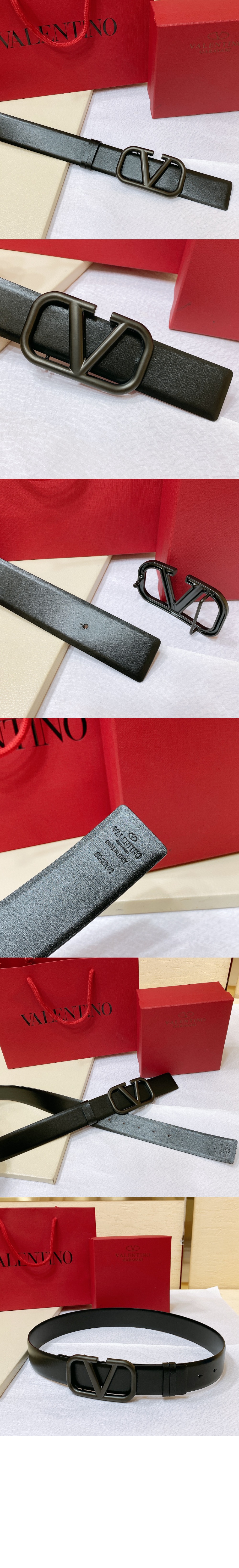 발렌티노 브이로그 로고 송아지 가죽 벨트
