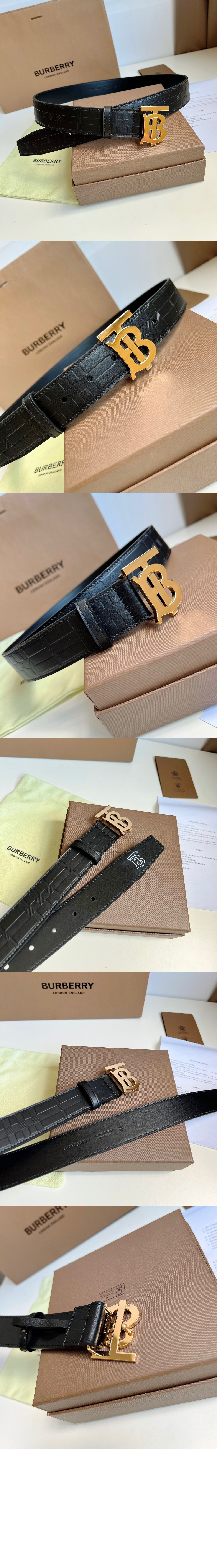 버버리 엠보 체크 가죽 벨트 80548831