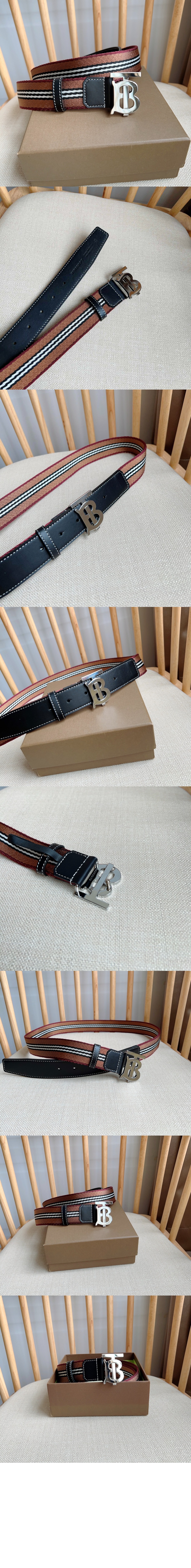 버버리 스트라이프 위빙 벨트 80629081