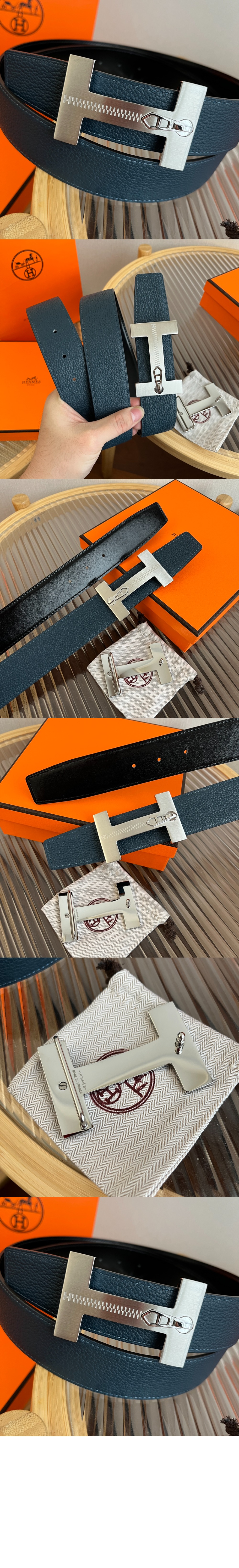에르메스 벨트 버클 리버서블 가죽 스트랩