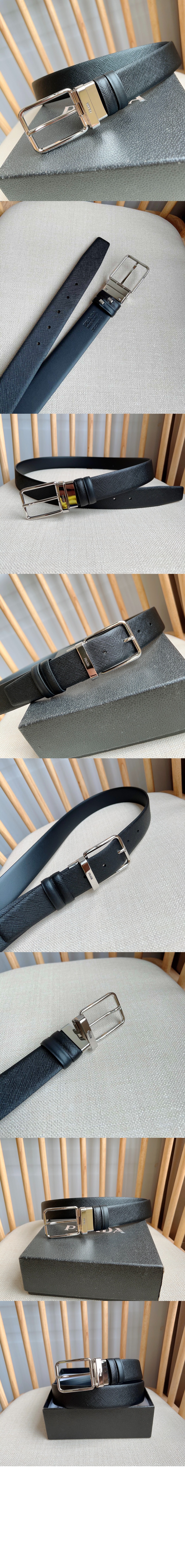 프라다 리버서블 사피아노 및 가죽 벨트 2CC123