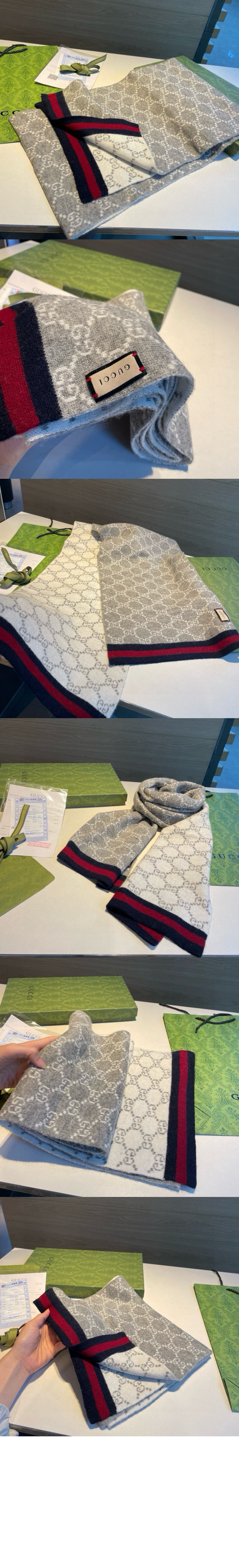 구찌 GG 자카드 패턴 니트 스카프 325806