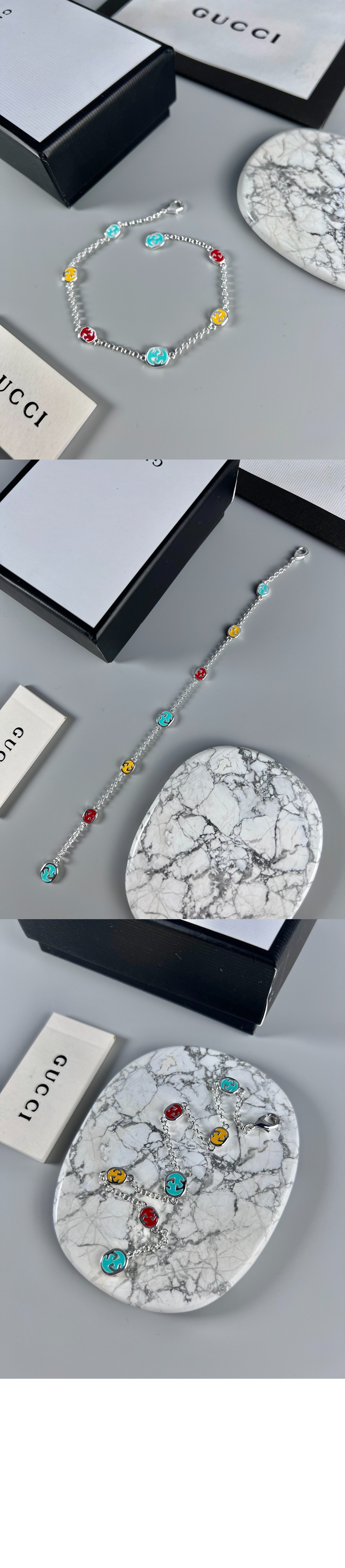 구찌 멀티컬러 에나멜 인터로킹 G 팔찌 728951