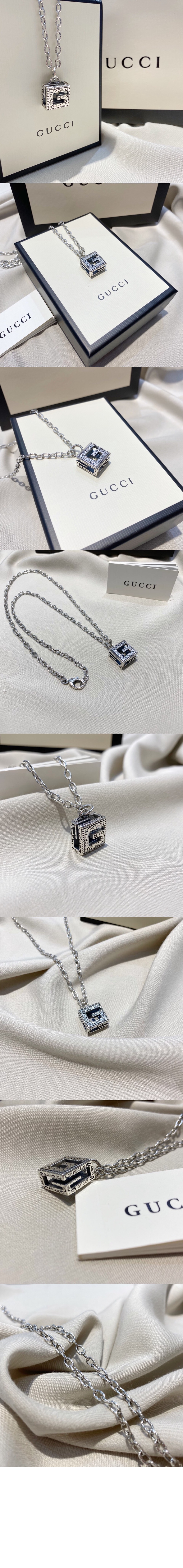 구찌 스퀘어 G 십자가 장식의 실버 목걸이 55276