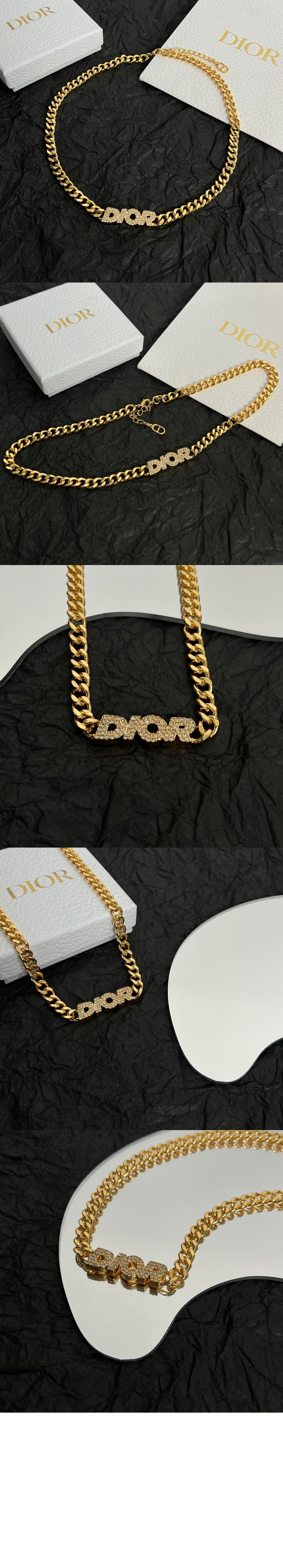 디올 Dior Italic 체인 링크 목걸이 N1507