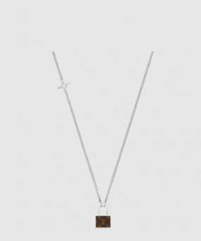 루이비통 락 펜던트 네크리스 실버 M00525