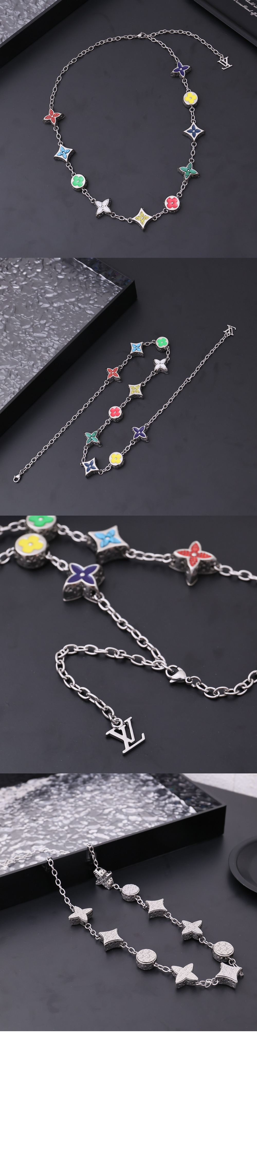 루이비통 MNG 빅 파티 목걸이 멀티컬러 M01058