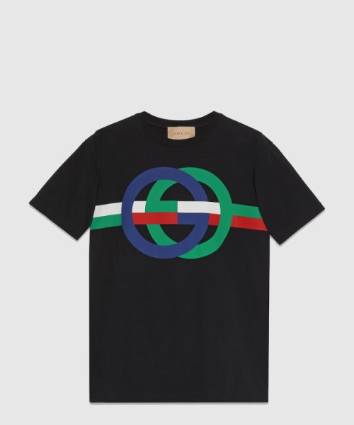 구찌 프린트 코튼 티셔츠