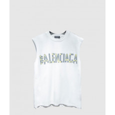 발렌시아가 민소매 프린트 크롭