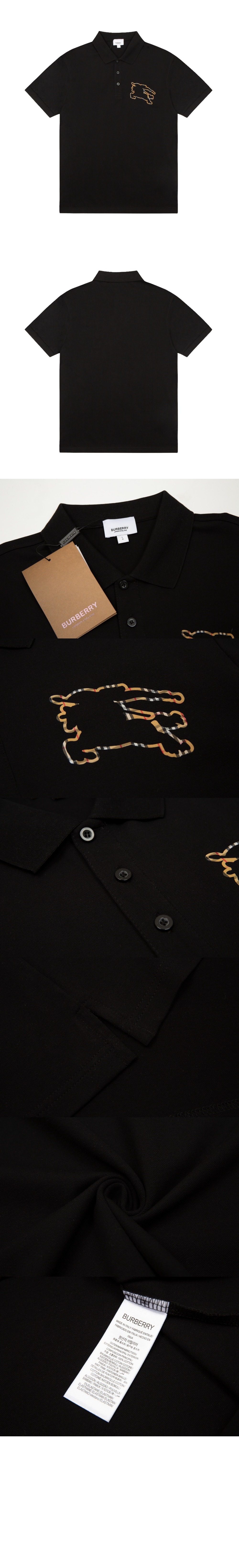 버버리 체크 코튼 폴로셔츠