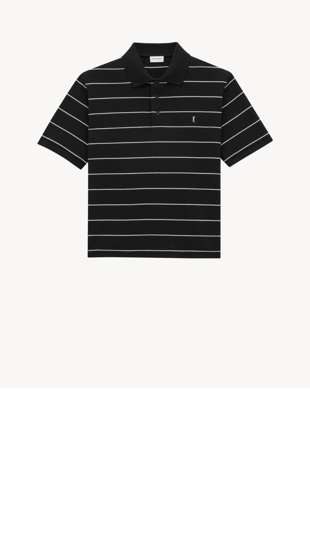 생로랑 스트라이프 피케 소재의 폴로 셔츠