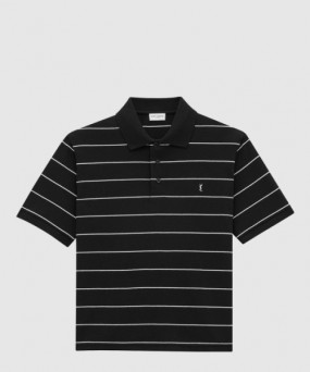 생로랑 스트라이프 피케 소재의 폴로 셔츠