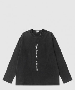 생로랑 로고 프린트 긴팔