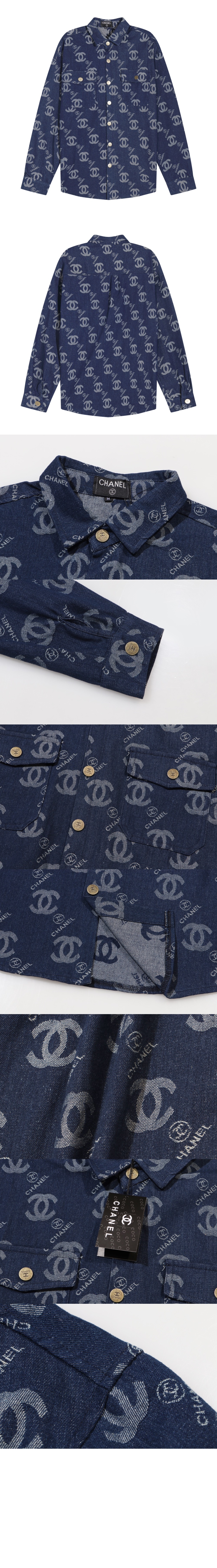 샤넬 로고 도트 셔츠