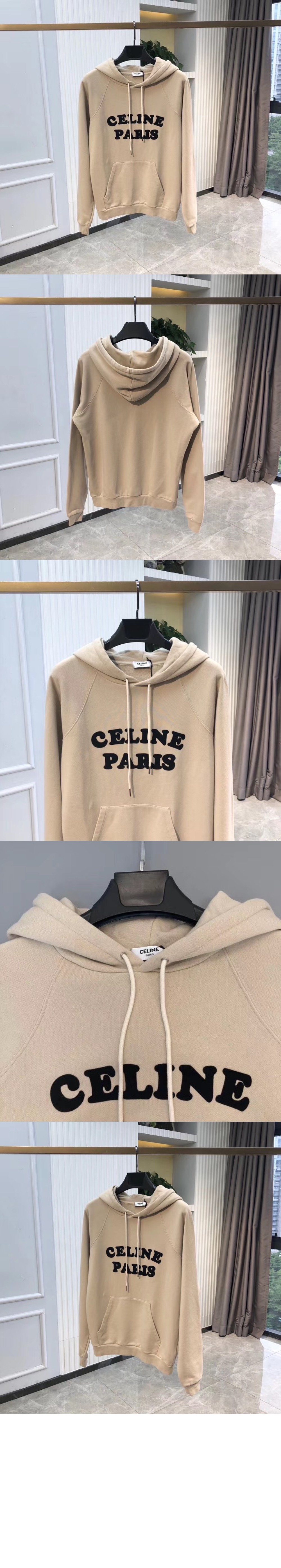 셀린느 로고 후드 긴팔