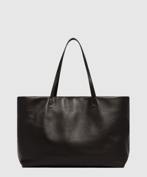 더로우 뉘앙스 블랙 레더 토트백 W1727L