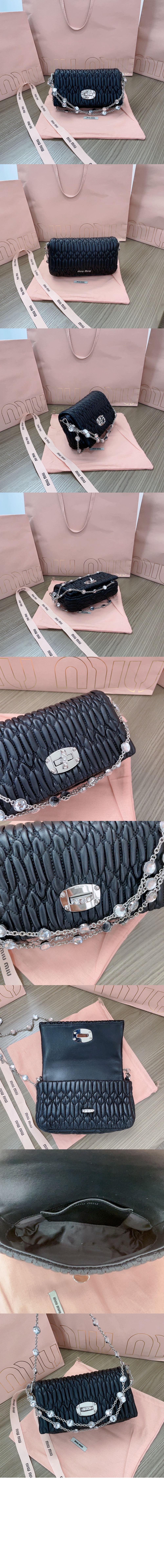 미우미우 미우 크리스털 나파 가죽 및 크리스털 미니백 5BP079