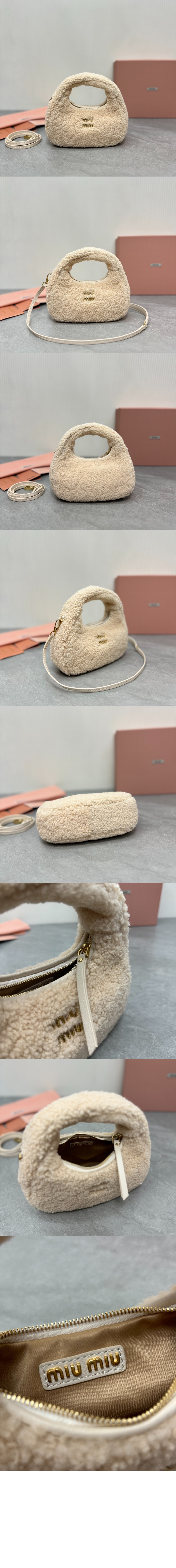 미우미우 완더 세틴 크리스털 미니 호보 백 5BP078