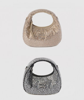 미우미우 완더 세틴 크리스털 미니 호보 백 5BP078