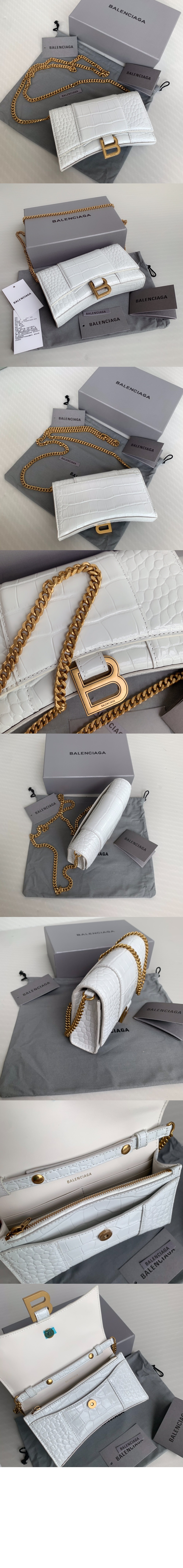 발렌시아가 아워글래스 크로커다일 엠보싱 월렛 온 체인 656050