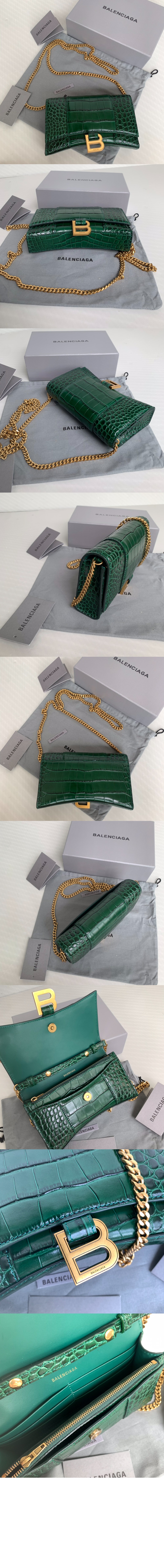 발렌시아가 아워글래스 크로커다일 엠보싱 월렛 온 체인 656050