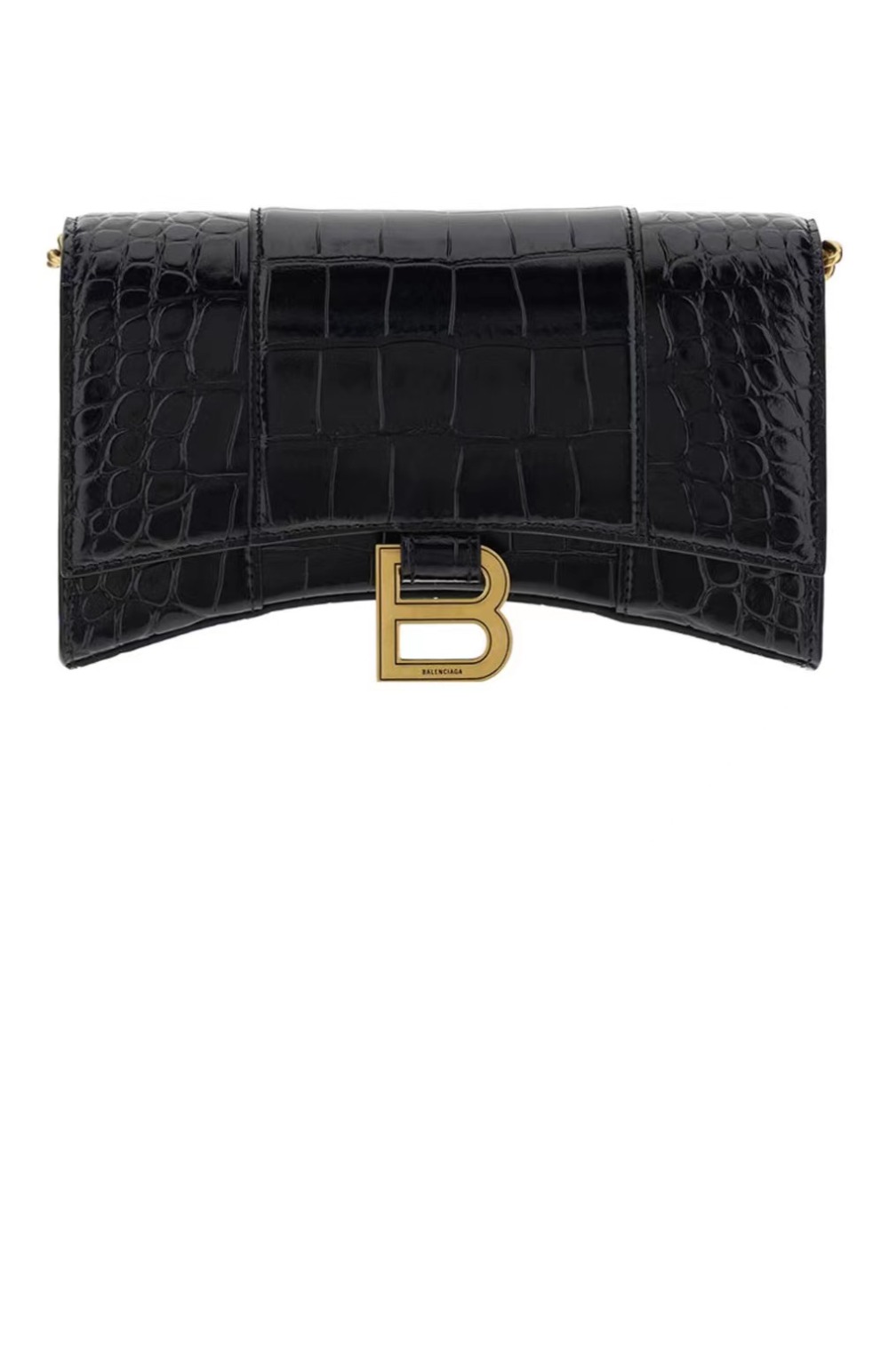 발렌시아가 아워글래스 크로커다일 엠보싱 월렛 온 체인 656050