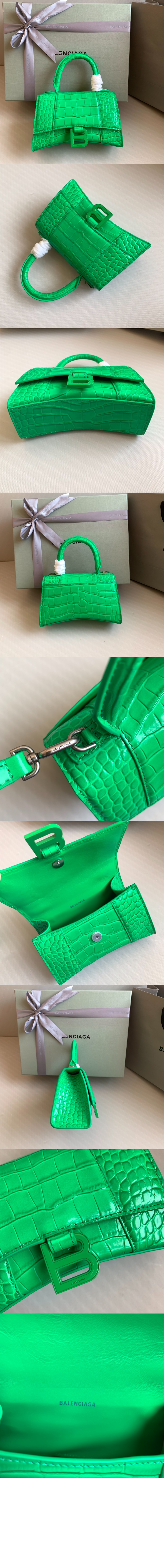 발렌시아가 아워글래스 XS 크로커다일 엠보싱 핸드백 592833