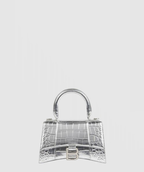 발렌시아가 아워글래스 XS 핸드백 실버 592833