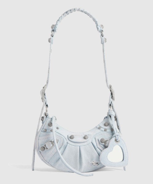 발렌시아가 XS 라인스톤 디테일 데님 숄더백 671309