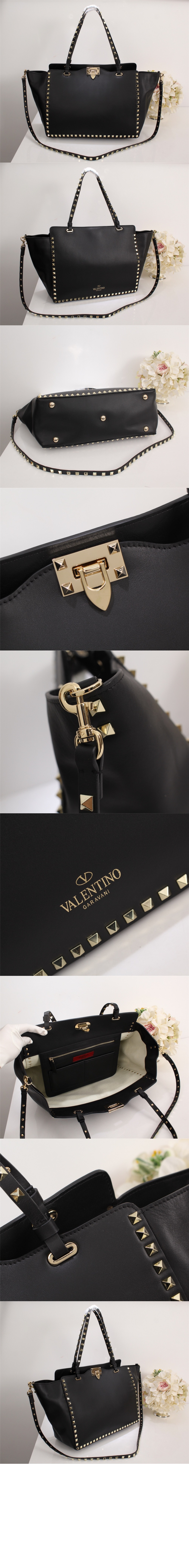 발렌티노 락스터드 레더 토트 숄더백