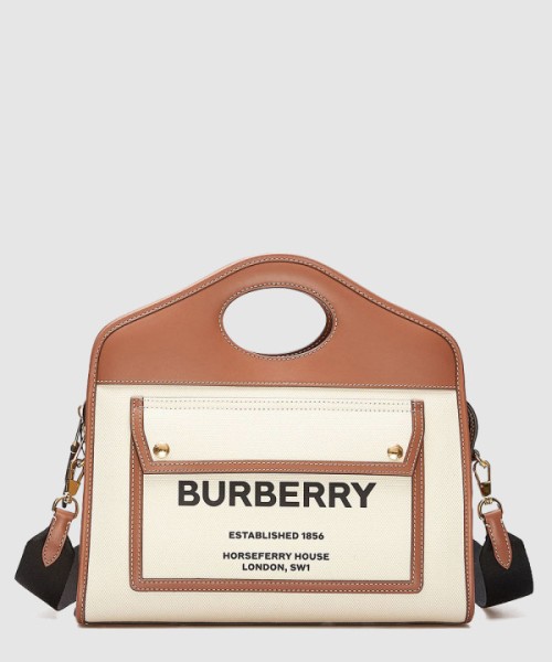 버버리 투톤 캔버스 스몰 포켓백 8036784