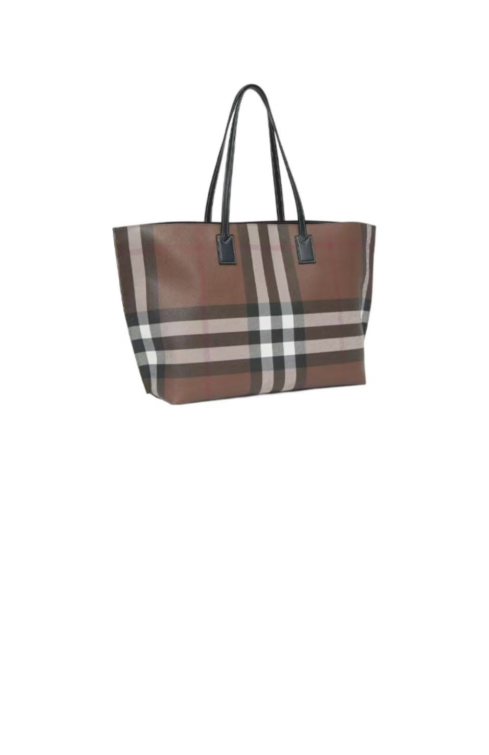 버버리 체크 레더 미디움 토트백 80525041