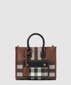 버버리 미니 체크 토트백 80696611