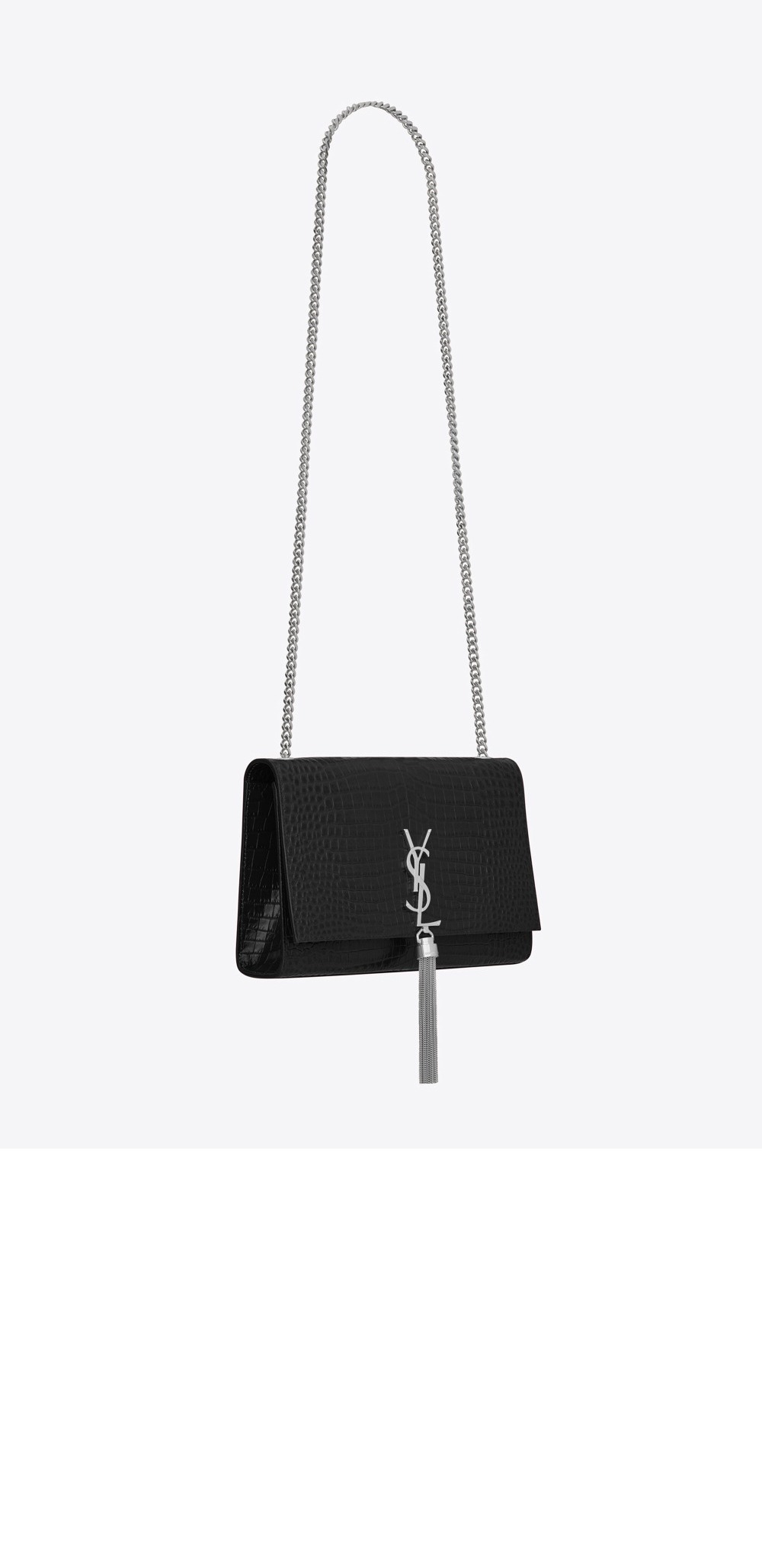 생로랑 크로커 케이트백 테슬 미듐 354119