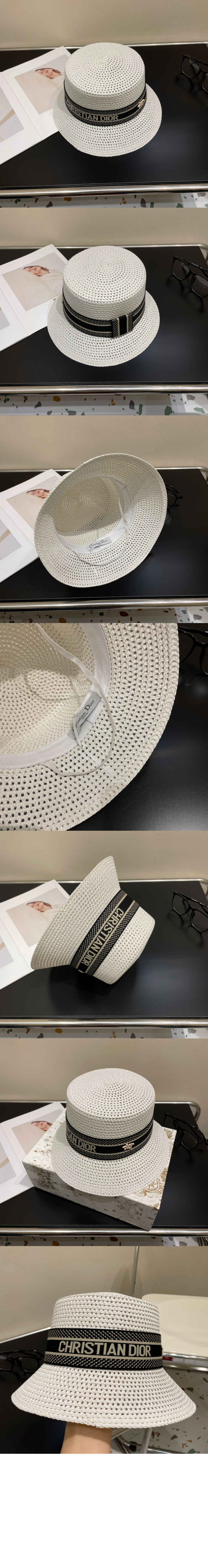 디올 넓은 챙 모자 34DBP