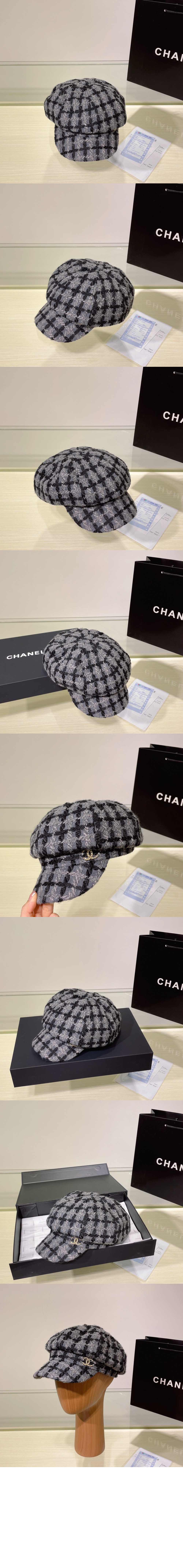 샤넬 울 트위드 팔각모자 AA8913