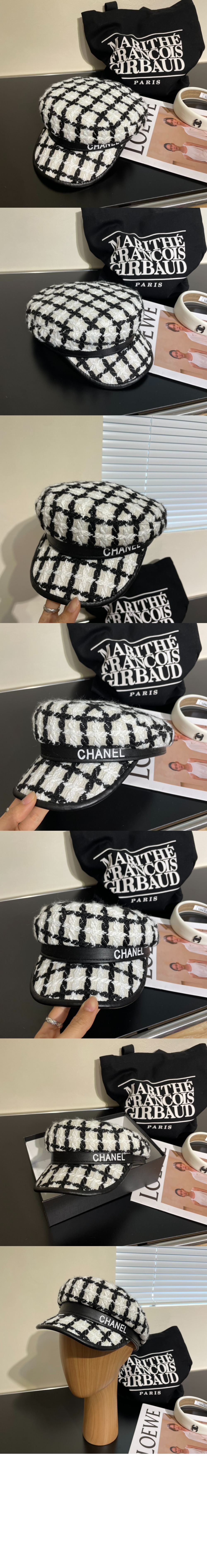 샤넬 울 트위드 팔각모자 AA8911