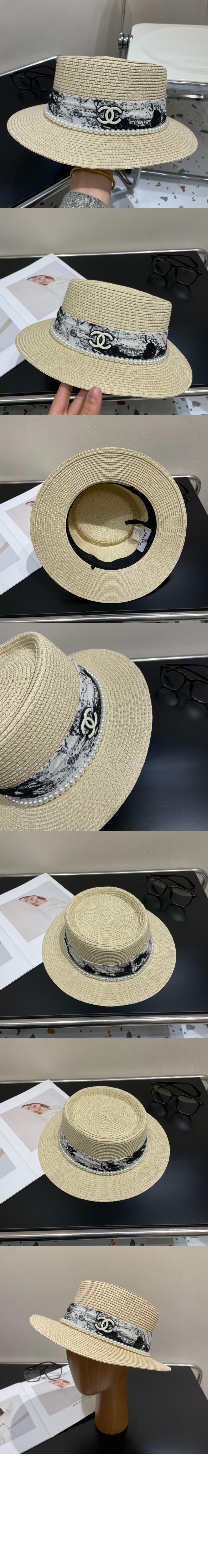 샤넬 선캡 밀짚모자 AA6342