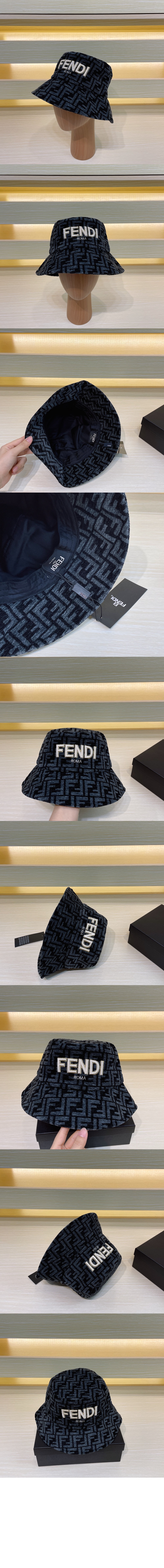 펜디 로고 자수 버킷햇 FXQ733