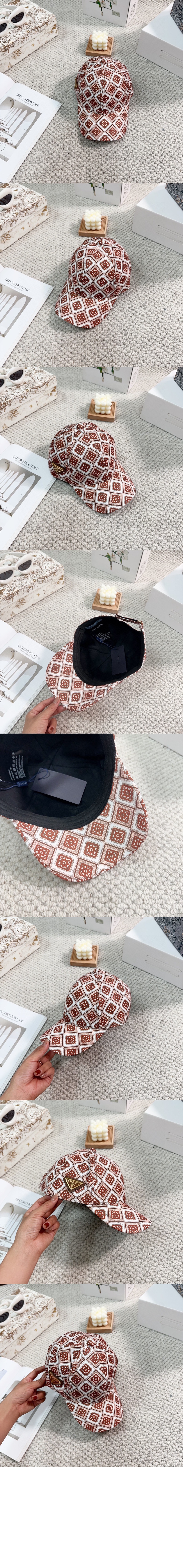 프라다 로고 프린트 베이스볼 캡 1HC274