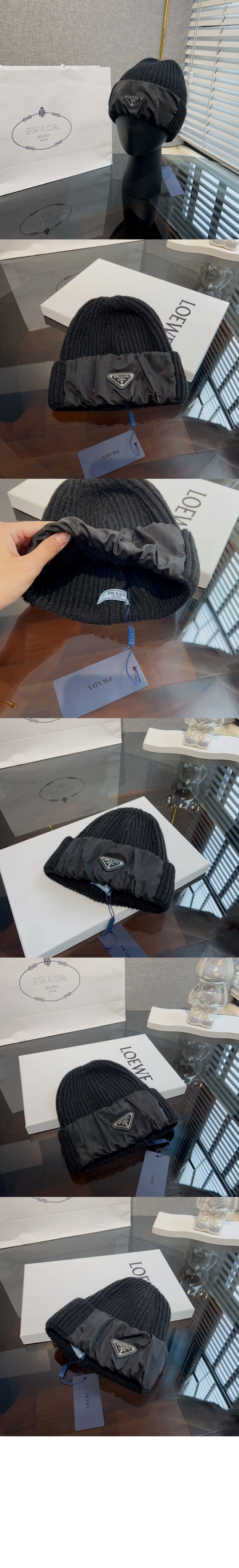 프라다 리나일론 개버딘 및 울 비니 UMD446